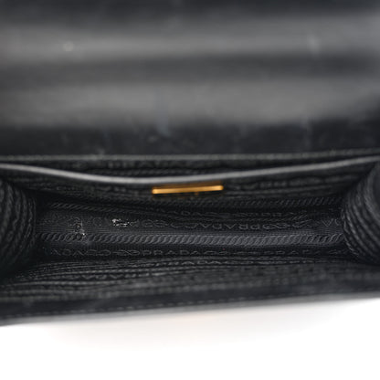 Prada Saffiano Soft Calfskin Metal Triangle Logo Envelope Chain Shoulder Bag Black 5 of 11