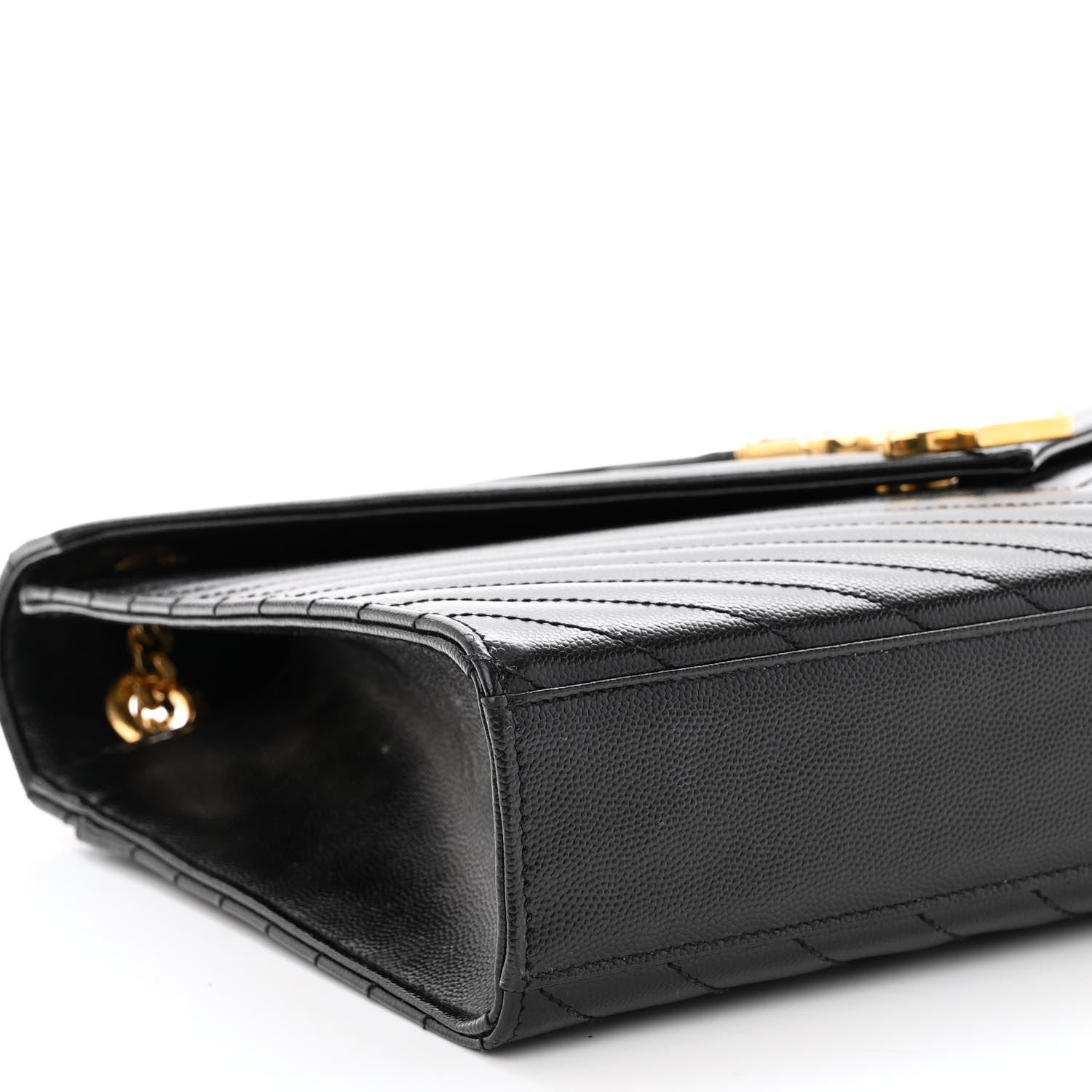 Saint Laurent Grain De Poudre Matelasse Chevron Large Monogram Satchel Black 8 of 12
