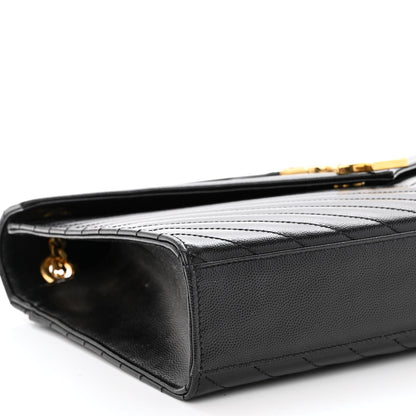 Saint Laurent Grain De Poudre Matelasse Chevron Large Monogram Satchel Black 8 of 12