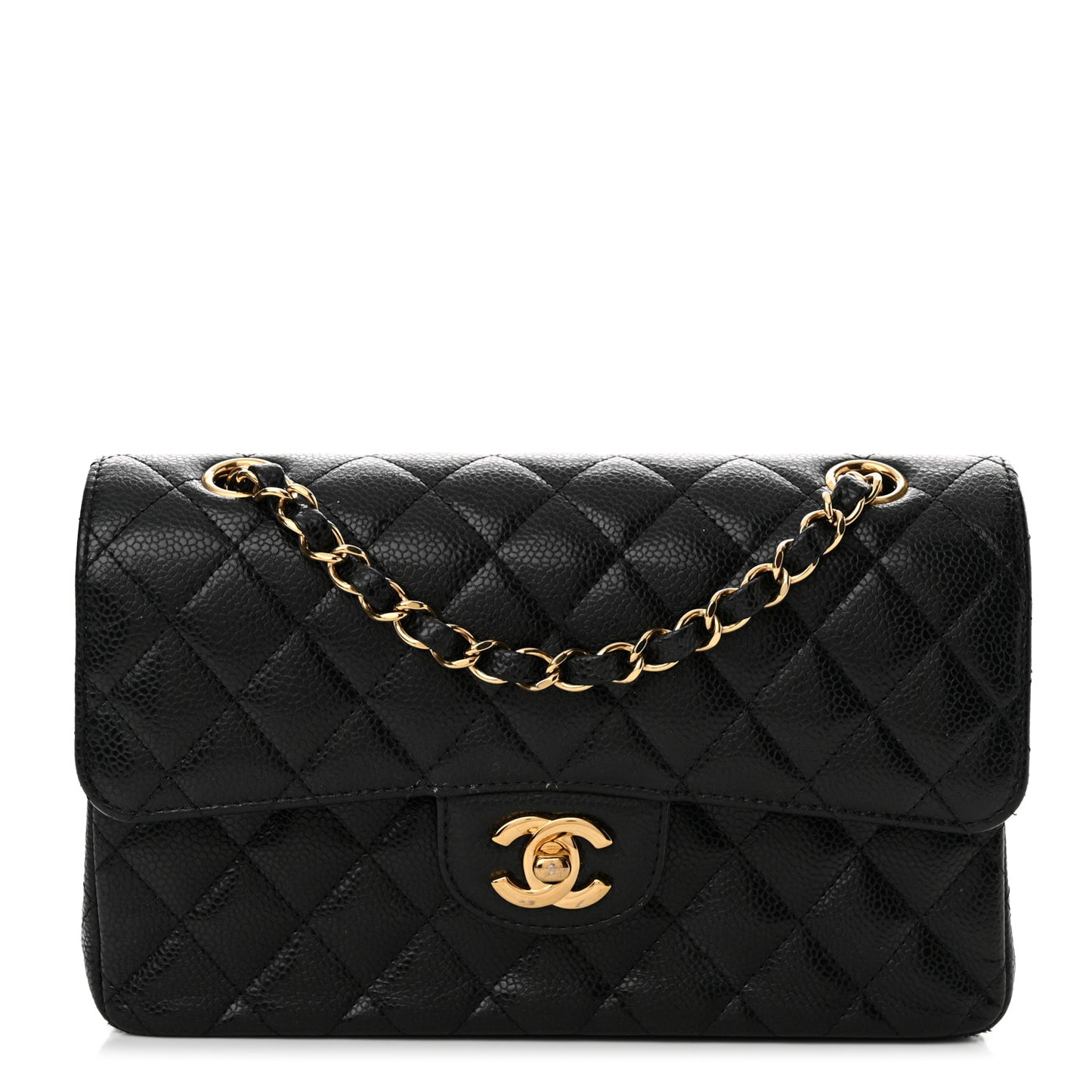 Caviar Quilted Small Double Flap Black