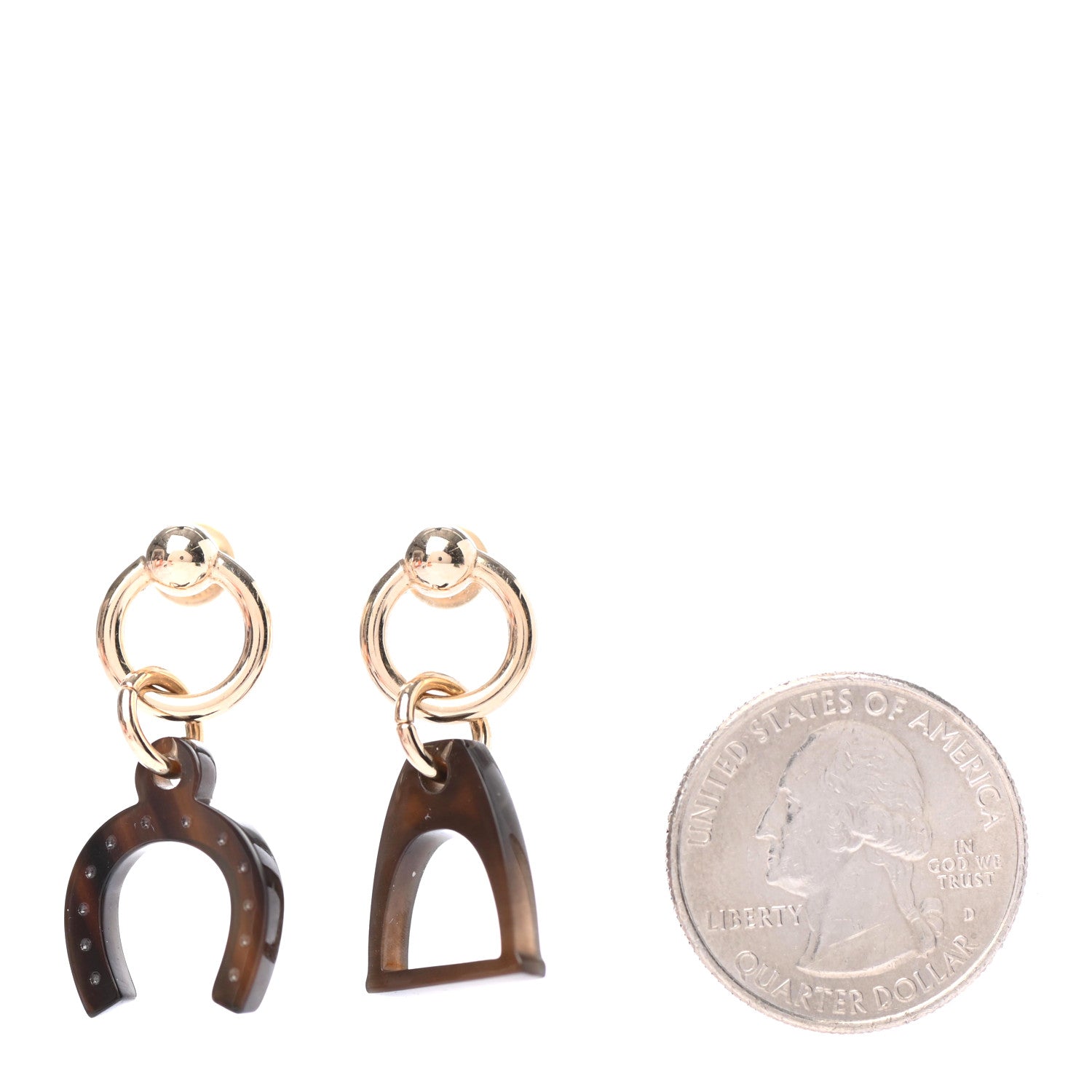 Hermes Permabrass Buffalo Horn Amulettes Equestre Earrings 2 of 4
