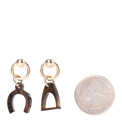Hermes Permabrass Buffalo Horn Amulettes Equestre Earrings 2 of 4