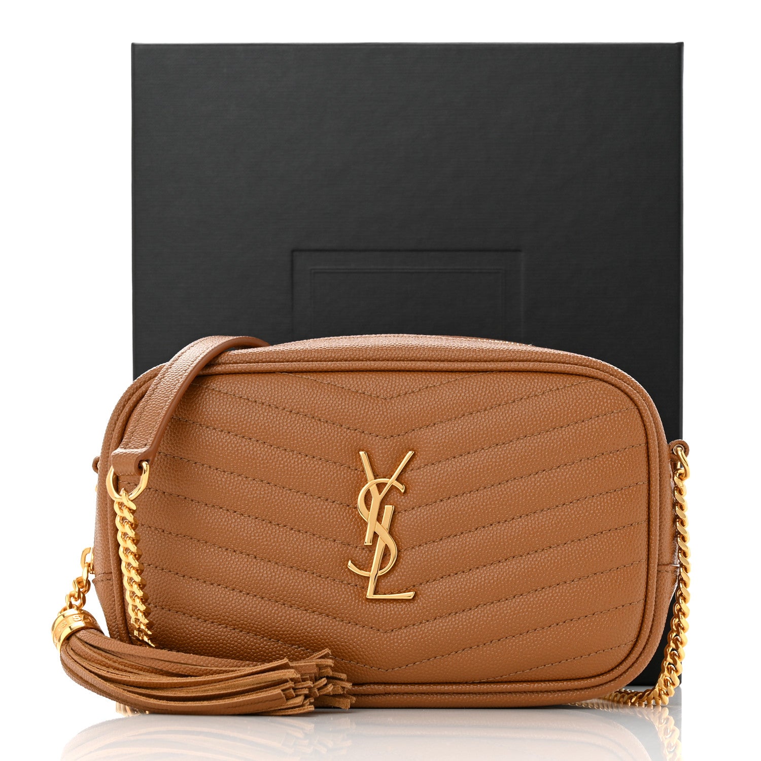 Saint Laurent Grain De Poudre Matelasse Monogram Mini Lou Camera Bag Dark Natural 11 of 11