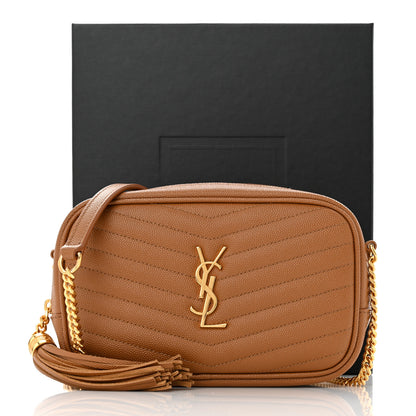 Saint Laurent Grain De Poudre Matelasse Monogram Mini Lou Camera Bag Dark Natural 11 of 11
