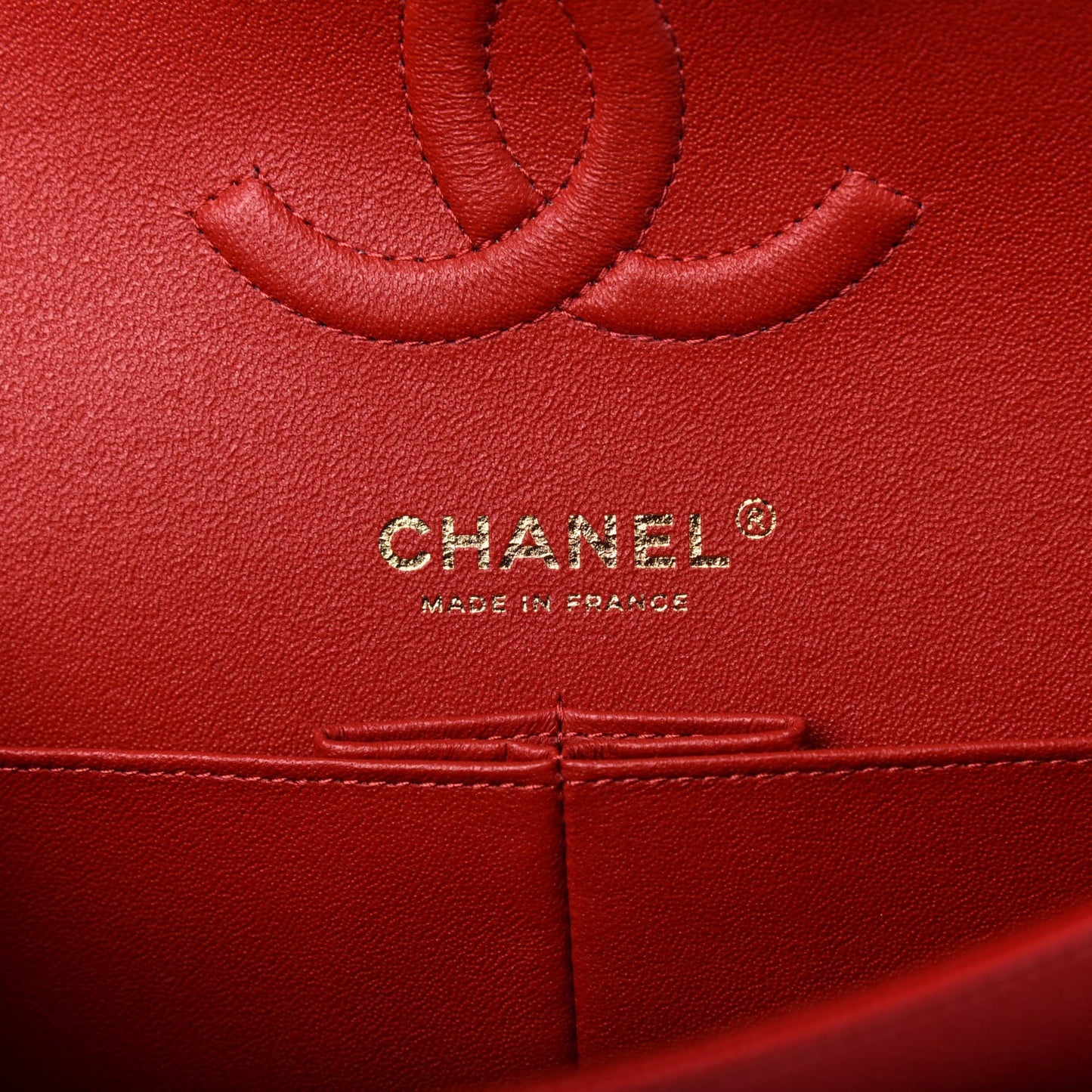 Caviar Quilted Medium Double Flap Red