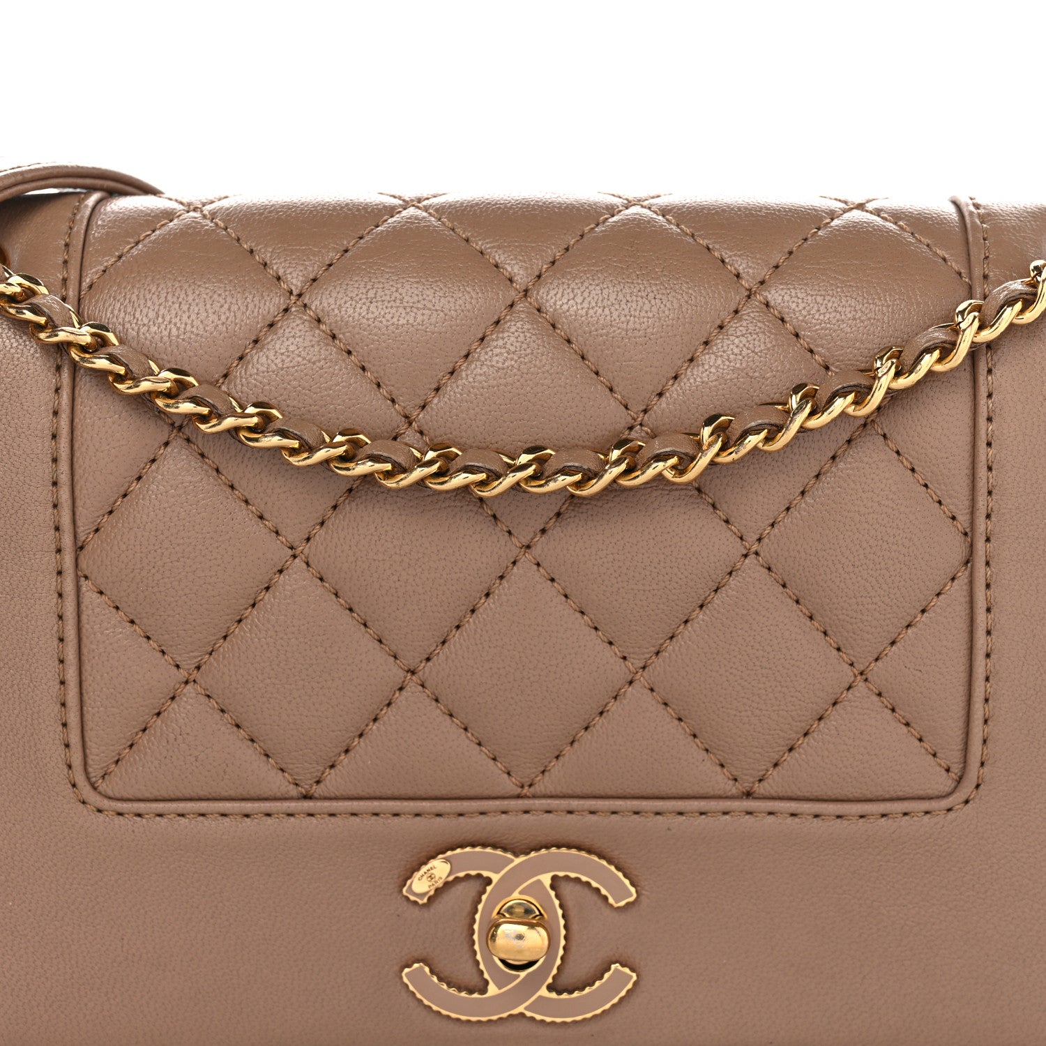 Chanel Sheepskin Quilted Small Vintage Mademoiselle Flap Beige 8 of 10