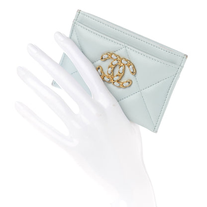 Chanel Lambskin Quilted Chanel 19 Card Holder Light Blue 2 of 13