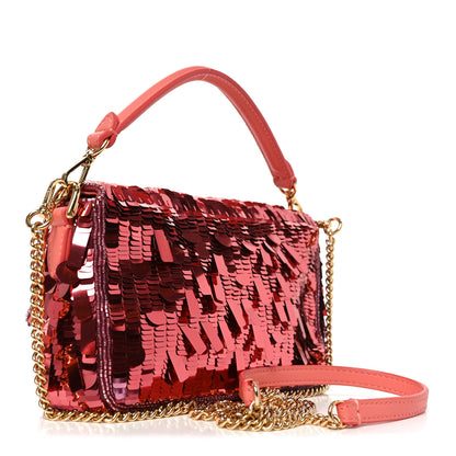 Fendi Sequin Paillettes Vitello Grace Sex and the City Mini Baguette Pink 3 of 10