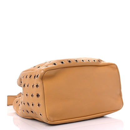 Prada Daino Borchie Grommet Bucket Bag Miele 4 of 16