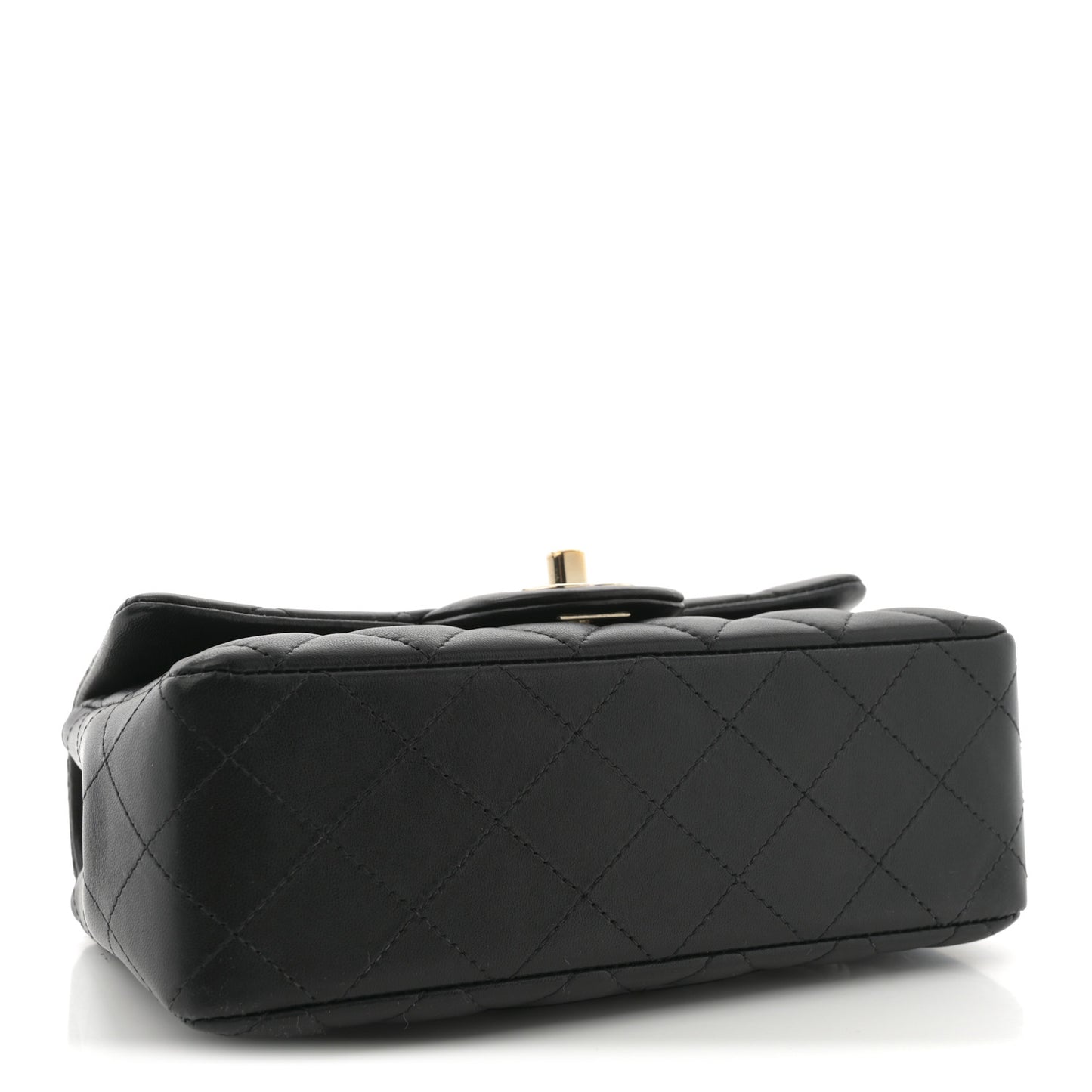 Lambskin Quilted Mini Rectangular Flap Black