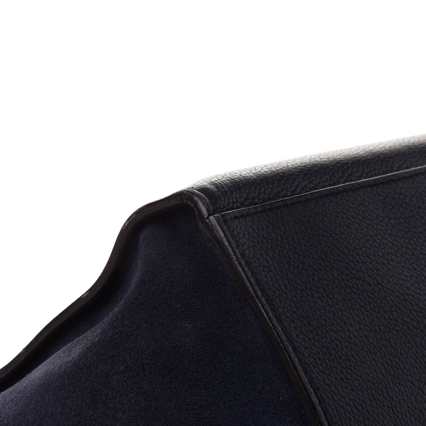 Drummed Calfskin Suede Medium Trapeze Navy Blue