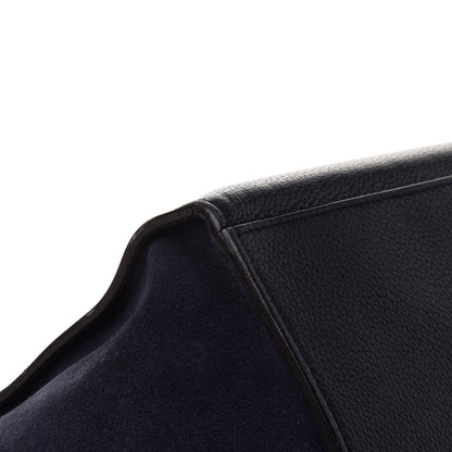 Celine Drummed Calfskin Suede Medium Trapeze Navy Blue 10 of 16