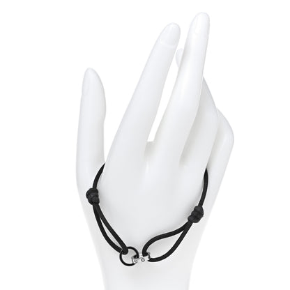 Cartier 18K White Gold Ceramic 4 Diamond LOVE Cord Bracelet Black 2 of 5