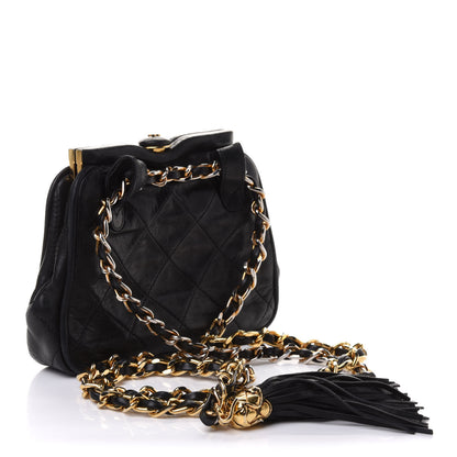 Chanel Lambskin Quilted Tassel Belt Bag Black 2 of 10