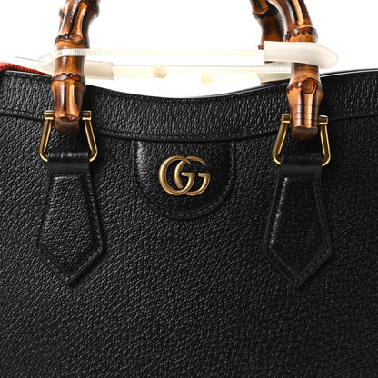 Gucci Textured Dollar Calfskin Web Small Diana Tote Bag Black Dusty Grey 8 of 11