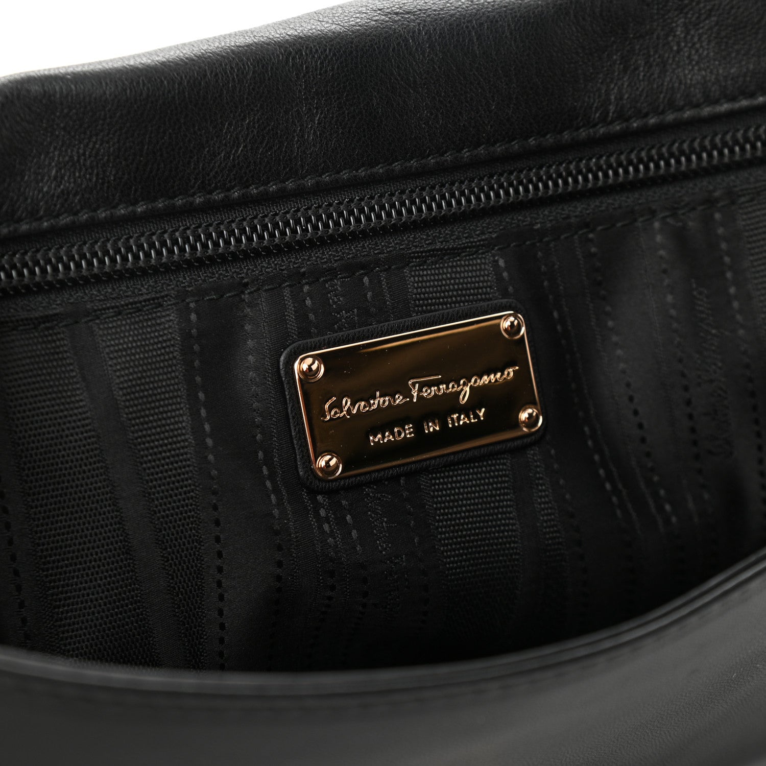 Salvatore Ferragamo Calfskin Patent Flap Shoulder Bag Black 6 of 11