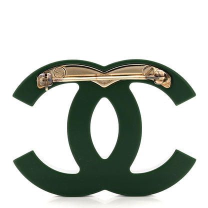 Chanel Resin Crystal Studded CC Brooch Green Multicolor 3 of 5