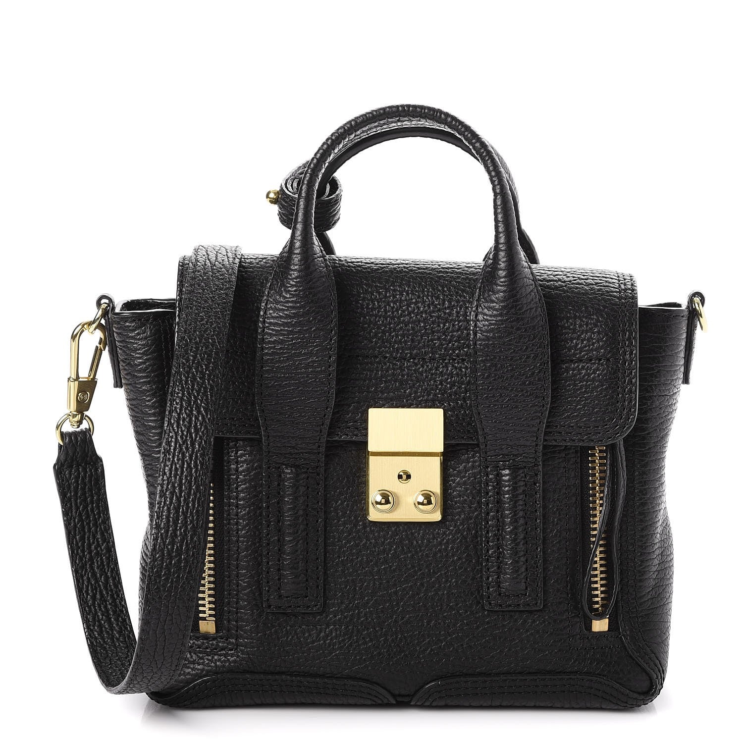3.1 Phillip Lim 3.1 Textured Calfskin Mini Pashli Satchel Black 1 of 7