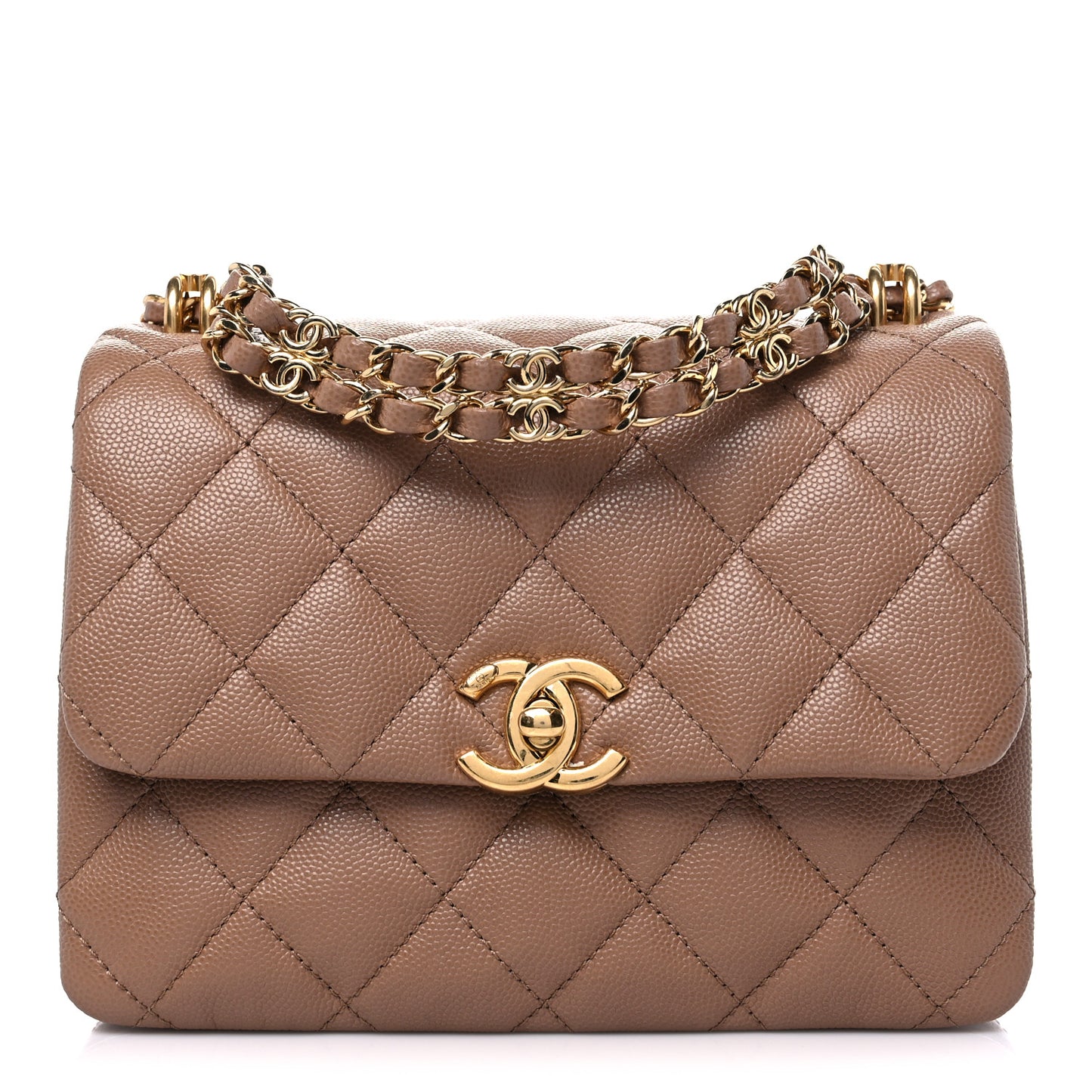 Caviar Quilted Mini Coco First Flap Beige