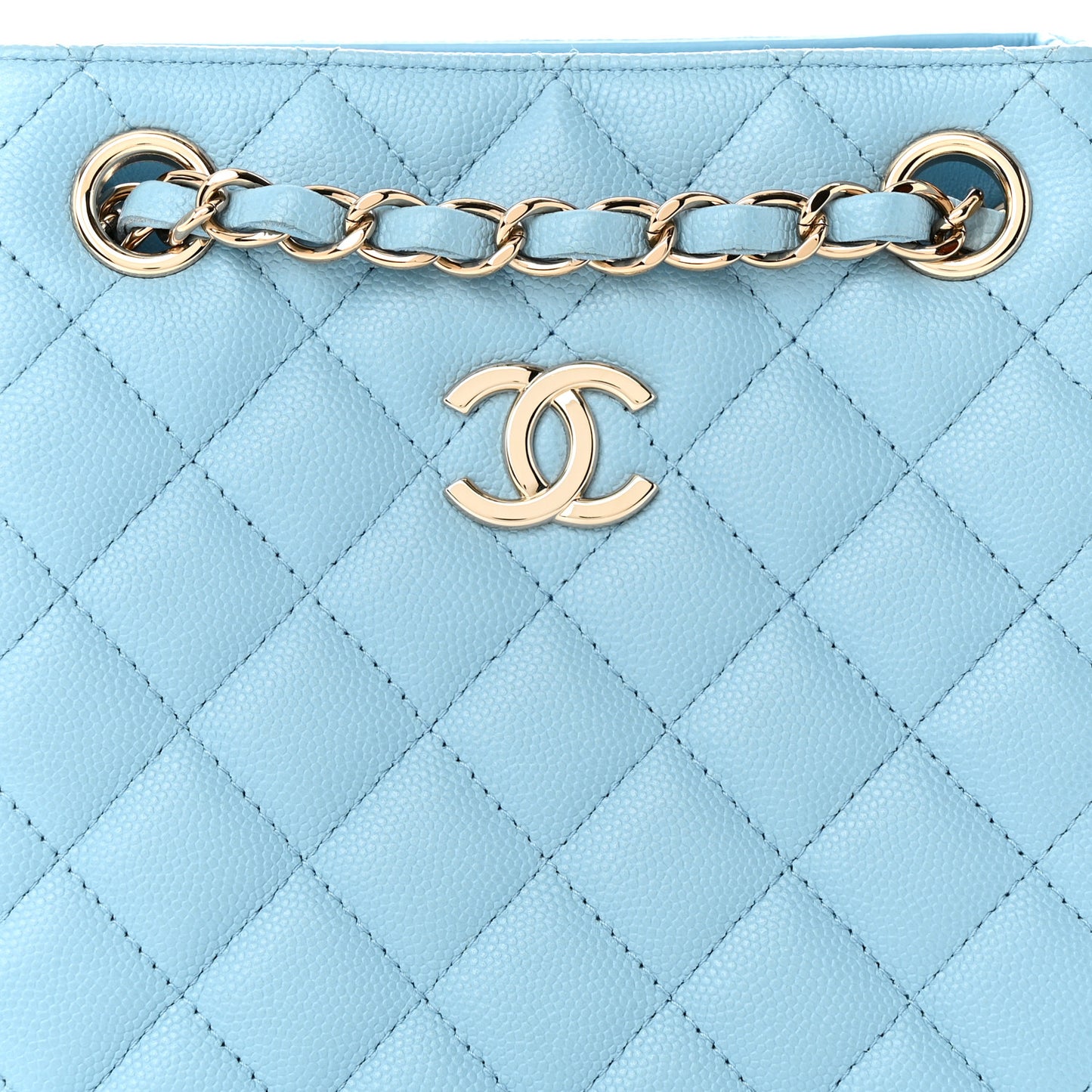 Caviar Quilted Mini Bucket Bag Blue