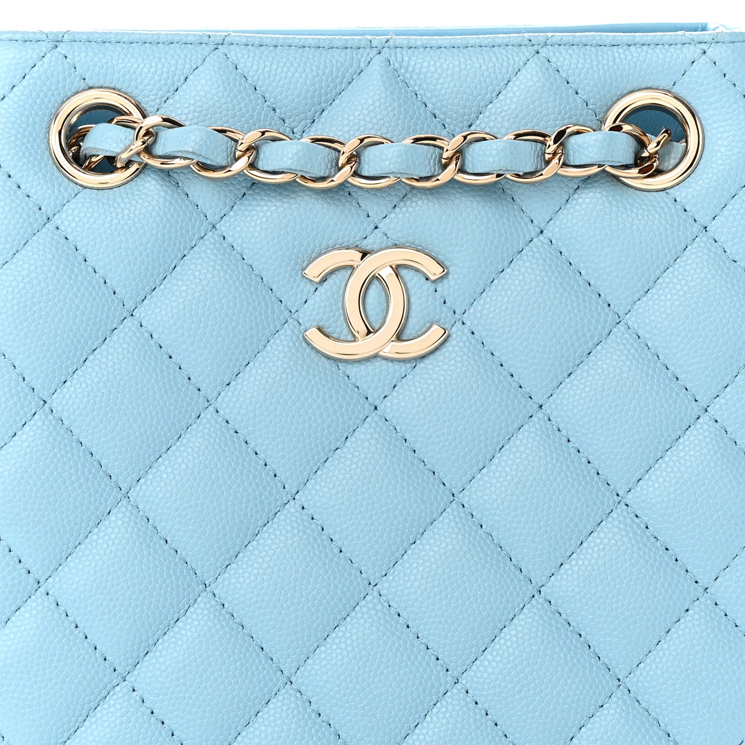 Chanel Caviar Quilted Mini Bucket Bag Blue 8 of 11