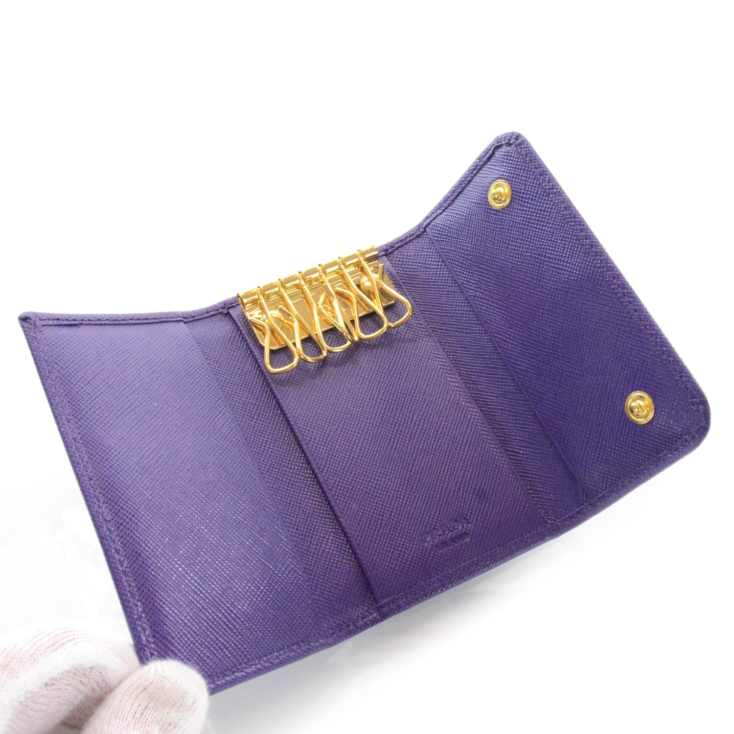 Prada Saffiano Metal 6 Key Holder Viola 4 of 6