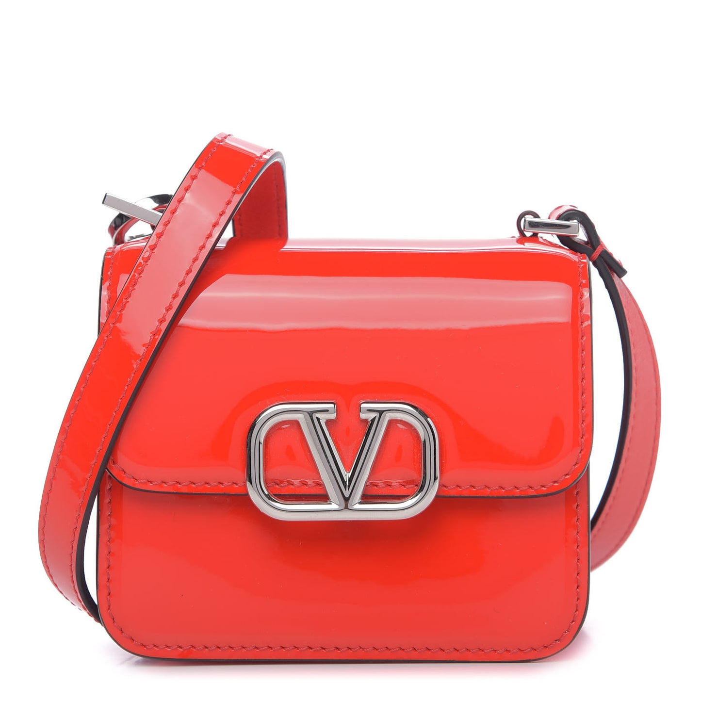 Patent Micro VSling Shoulder Bag Cerise Rouge Pur