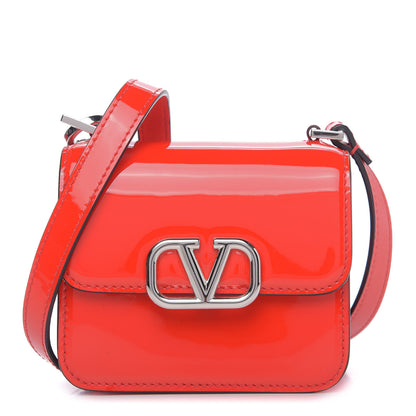 Valentino Garavani Patent Micro VSling Shoulder Bag Cerise Rouge Pur 1 of 9
