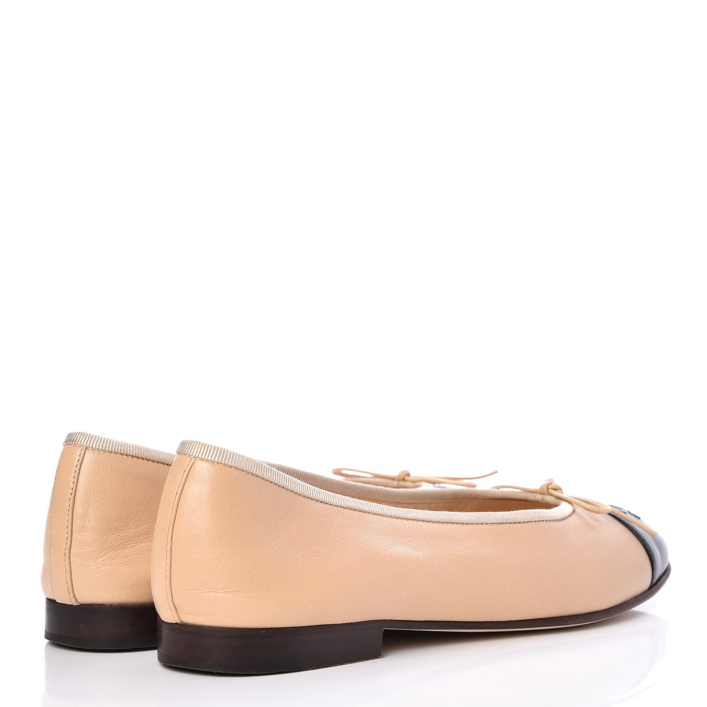 Lambskin Cap Toe CC Ballerina Flats 36.5 Beige Black