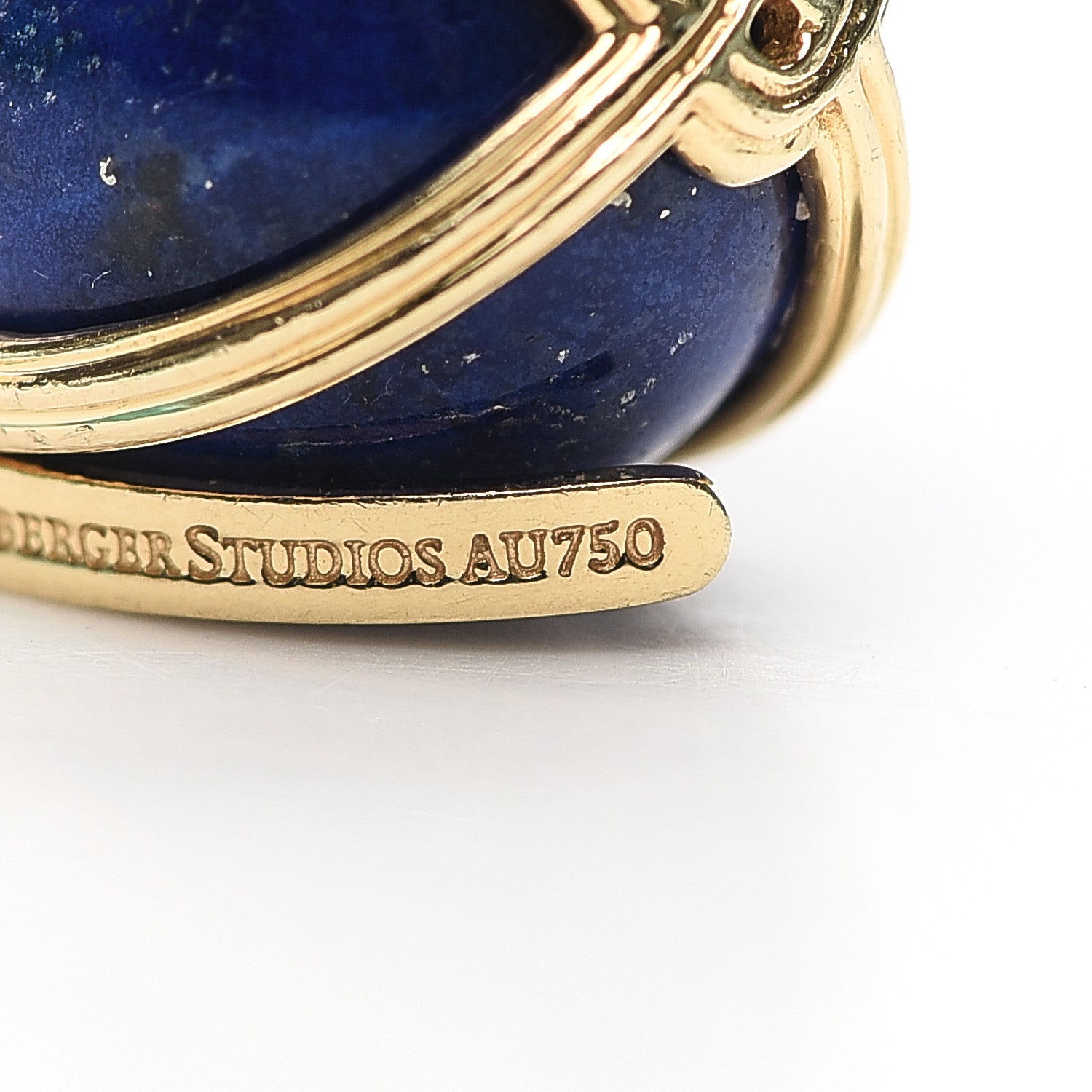 Tiffany 18K Yellow Gold Lapis Lazuli Schlumberger Egg Charm 4 of 5