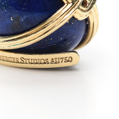 Tiffany 18K Yellow Gold Lapis Lazuli Schlumberger Egg Charm 4 of 5