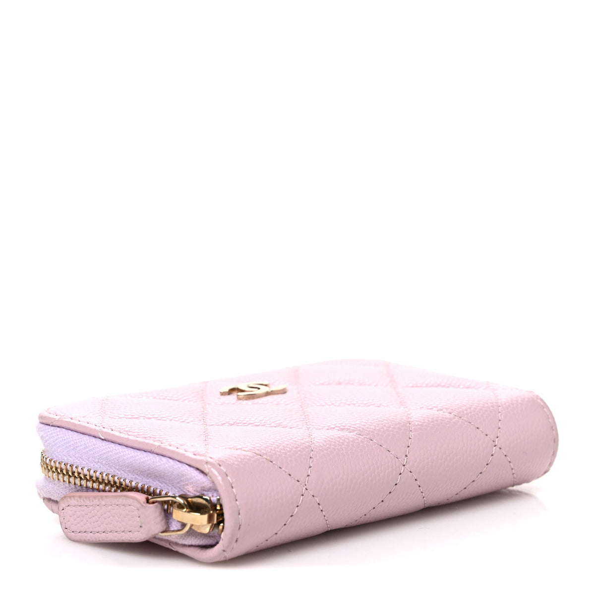 Caviar Quilted Zip Coin Purse Light Pink