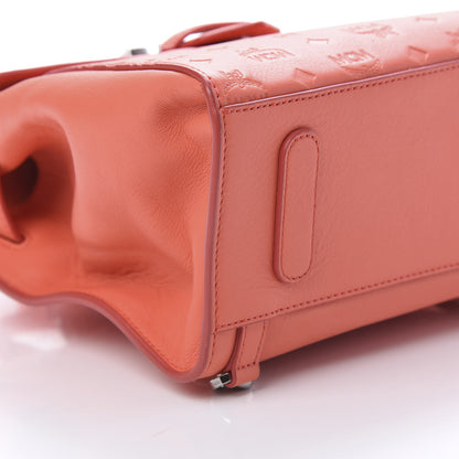 MCM Calfskin Essential Monogram Small Backpack Hot Coral 8 of 9