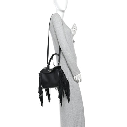 Balenciaga Natural Smooth Madeline Calfskin Fringes Small Rodeo Top Handle Handbag Black 2 of 9