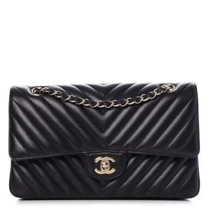 Chanel Lambskin Chevron Quilted Medium Double Flap Black 1 of 11