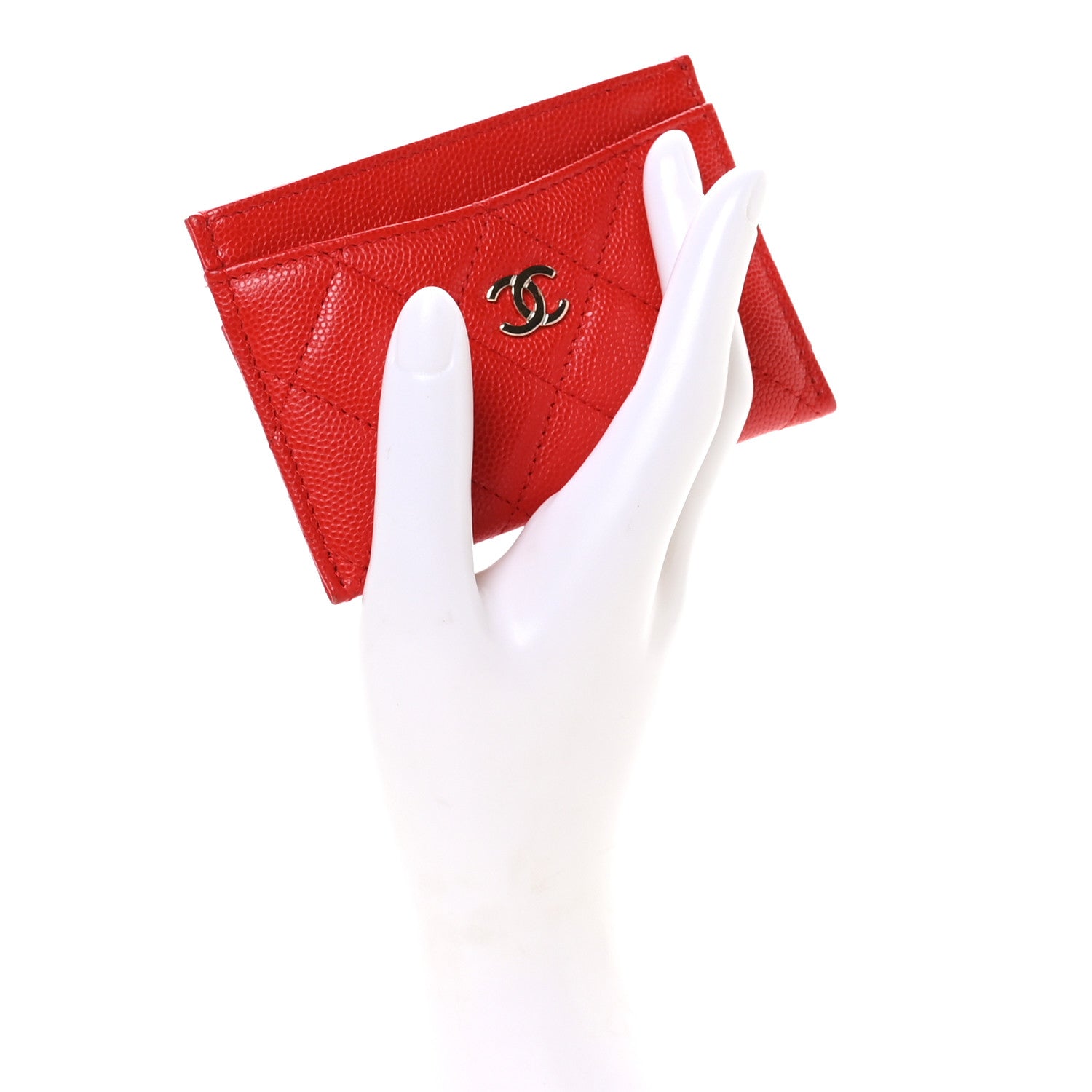 Chanel Caviar Quilted Card Holder Red 2 of 9