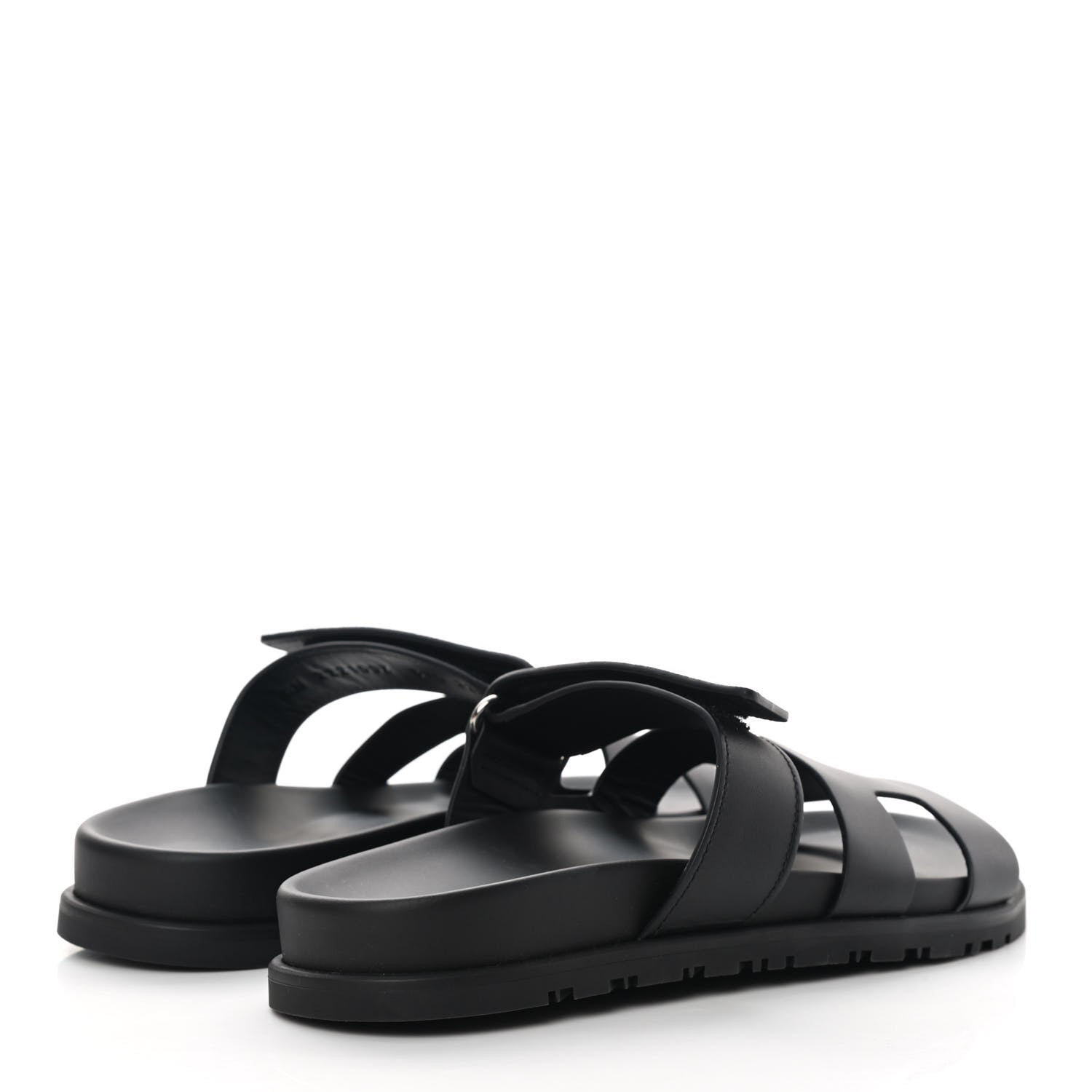 Hermes Calfskin Womens Chypre Sandals 37.5 Black 4 of 10