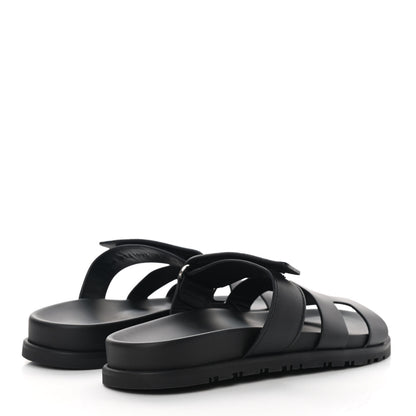 Hermes Calfskin Womens Chypre Sandals 37.5 Black 4 of 10