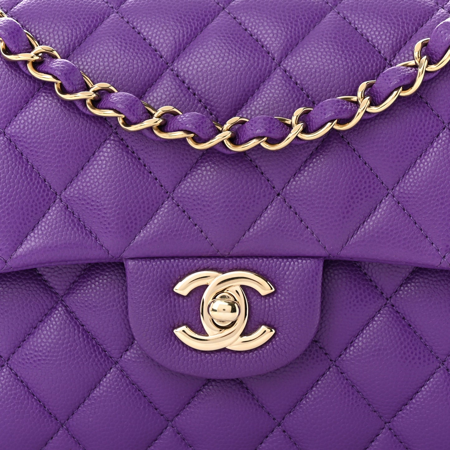 Caviar Quilted Small Double Flap Dark Purple