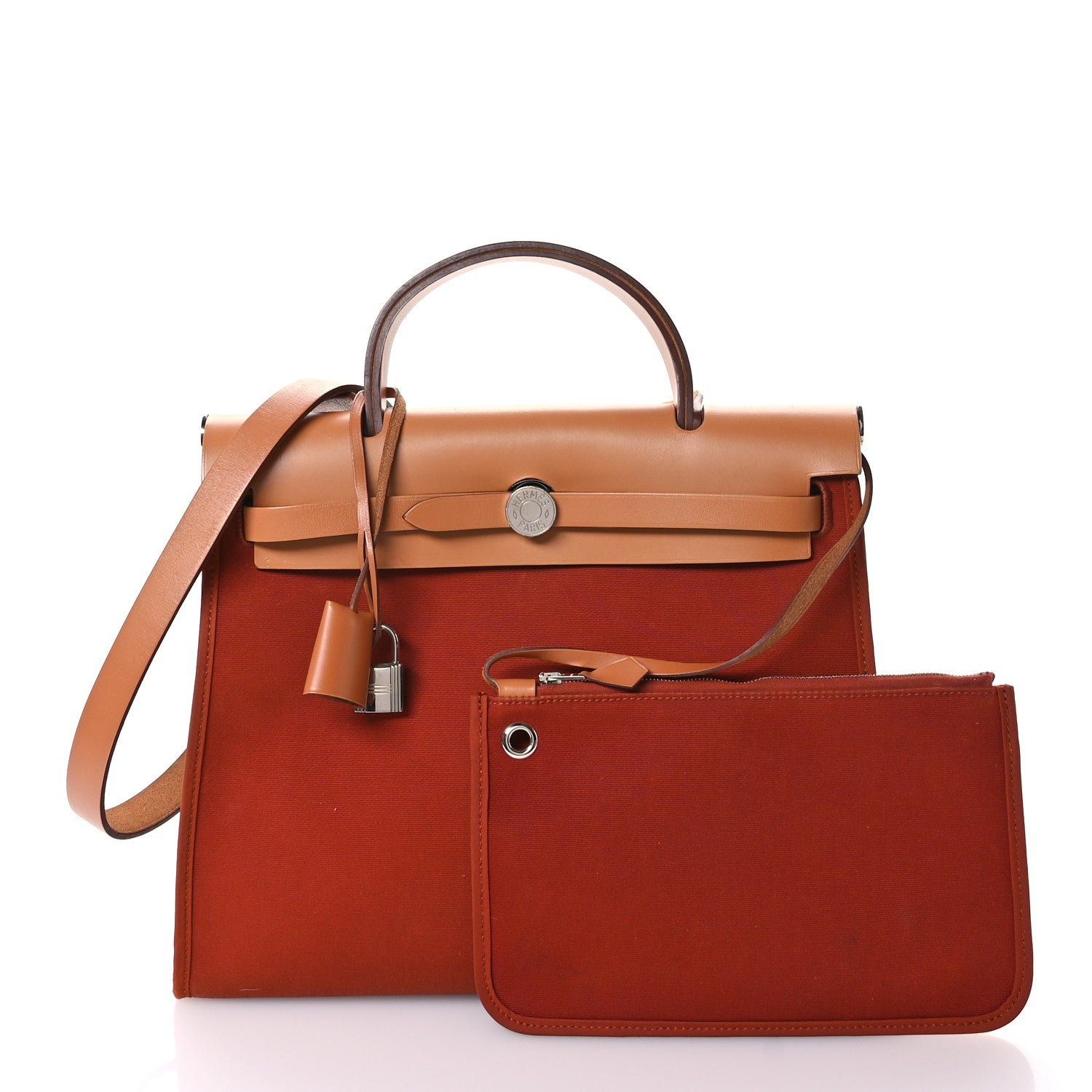 Hermes Toile Vache Hunter Herbag Zip 31 PM Rouge Tomate Natural 3 of 11