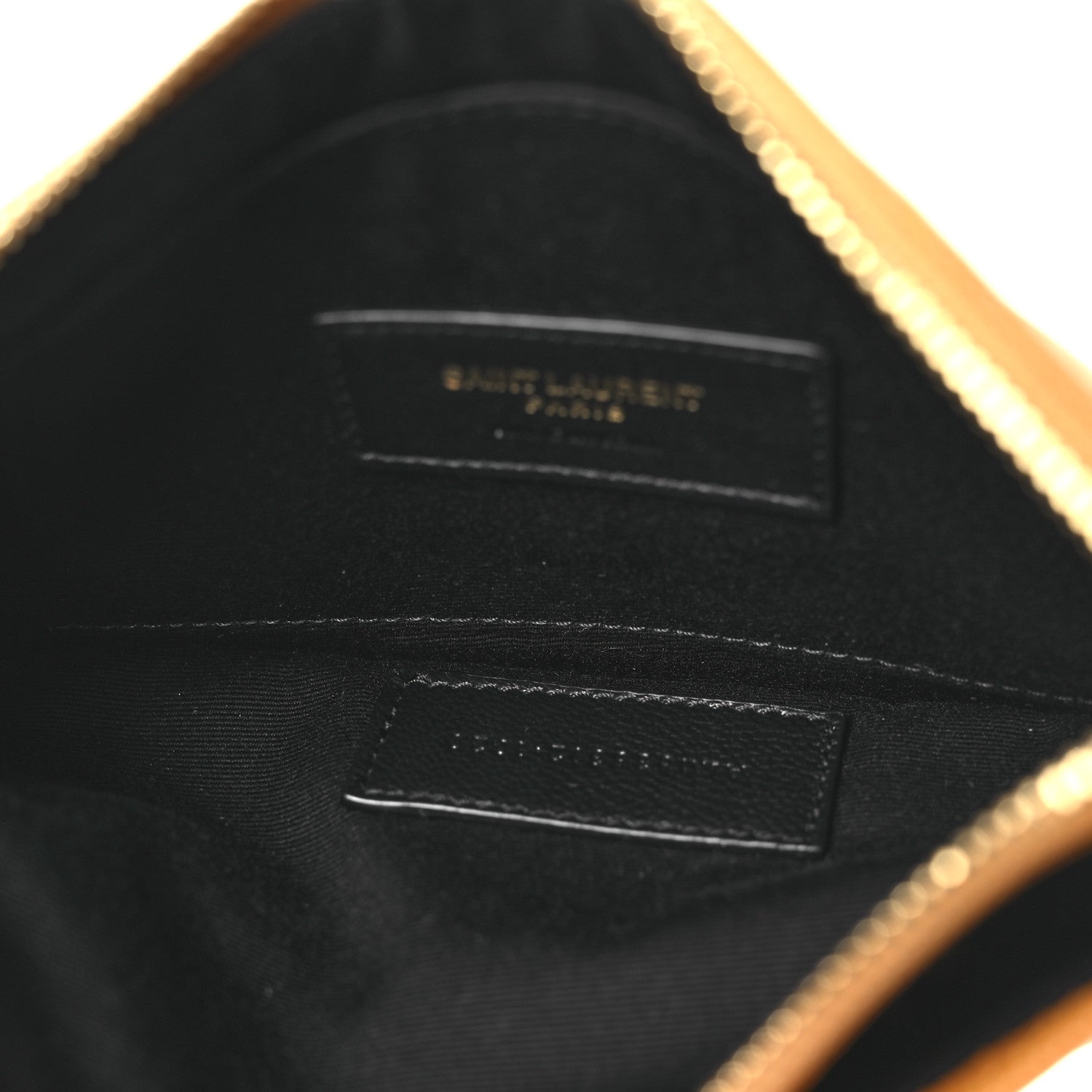 Saint Laurent Grain De Poudre Chevron Monogram Bill Pouch Senape Yellow 5 of 9