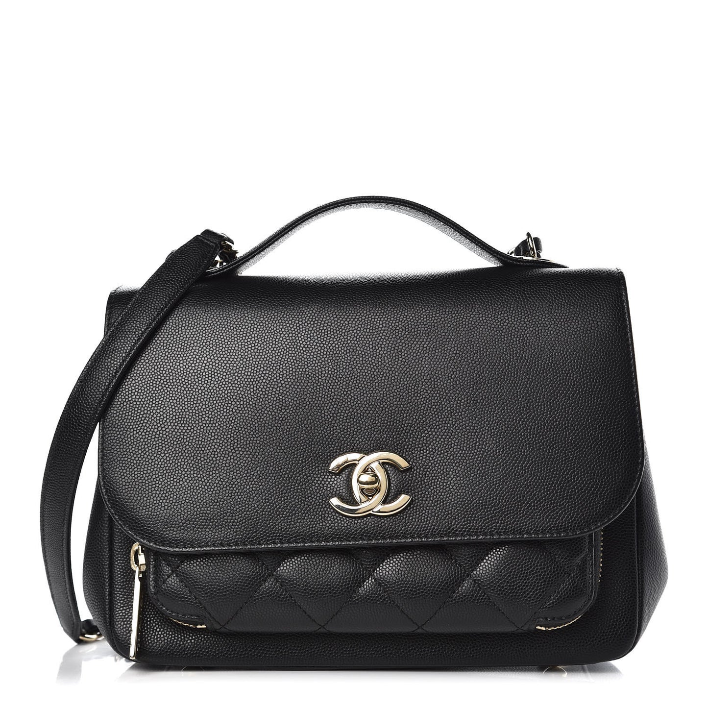 Caviar Quilted Small Business Affinity Flap Black