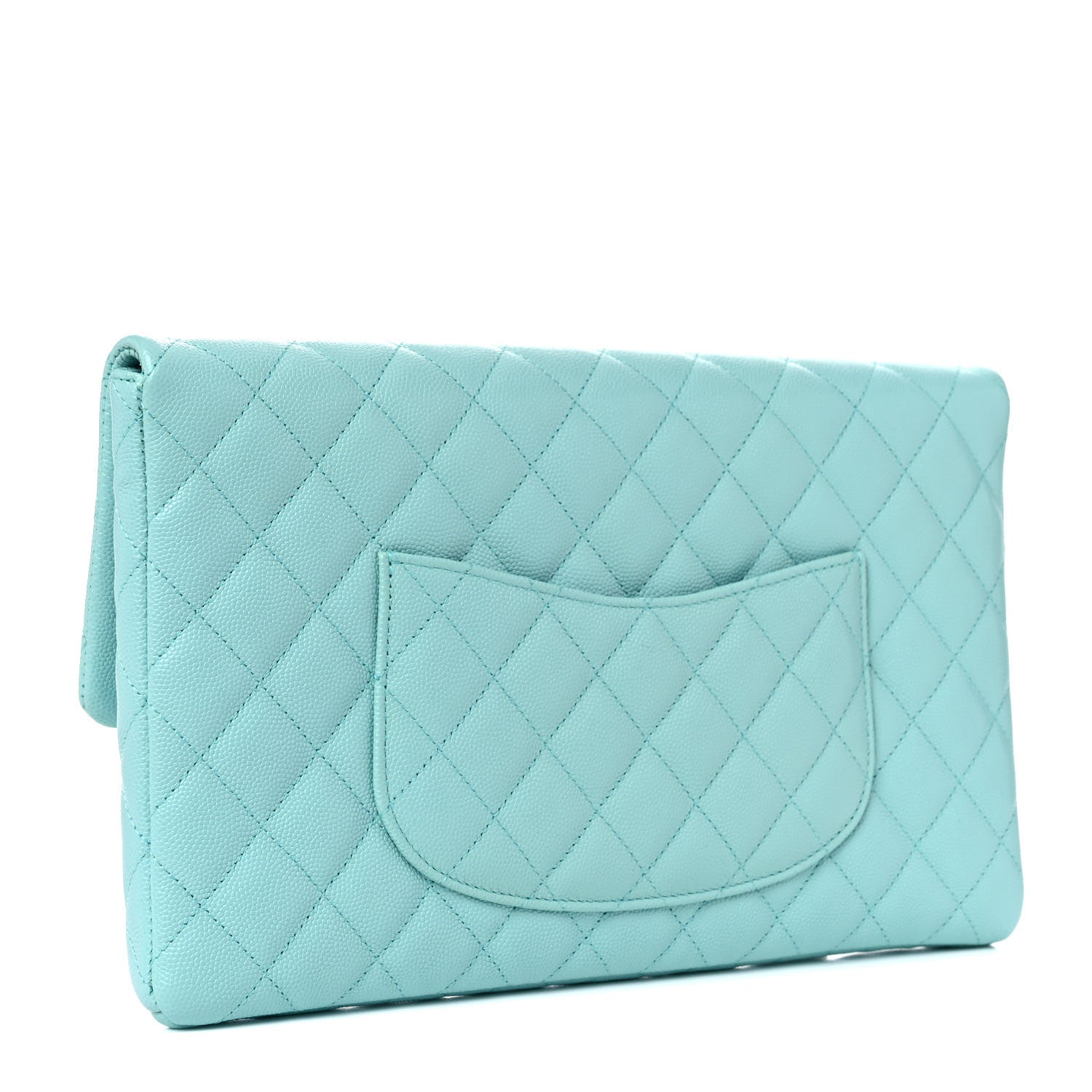 Chanel Caviar Quilted Flap Clutch Light Blue 3 of 10