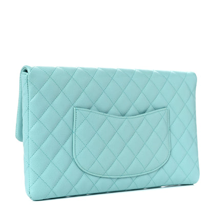 Chanel Caviar Quilted Flap Clutch Light Blue 3 of 10