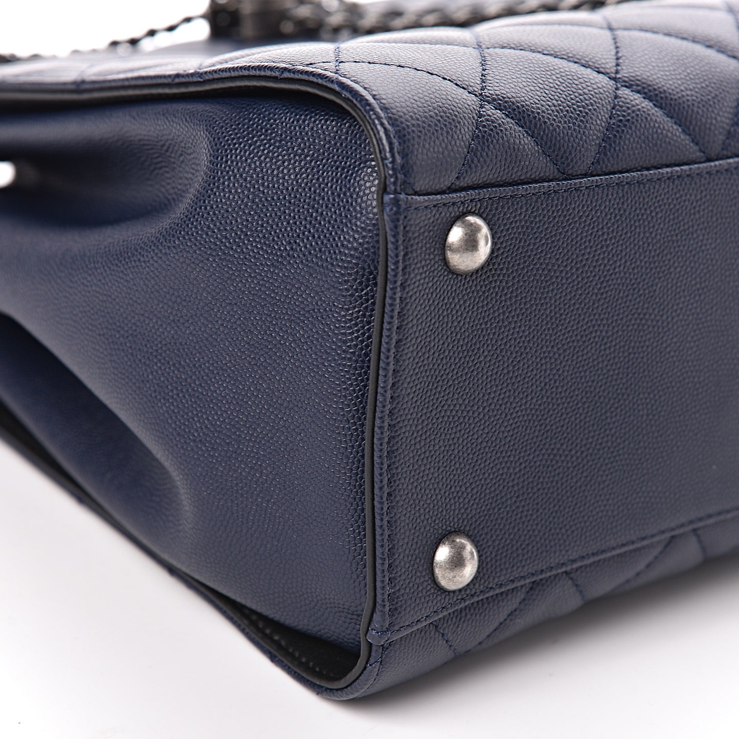 Caviar Quilted Medium CC Bucket Bag Dark Blue