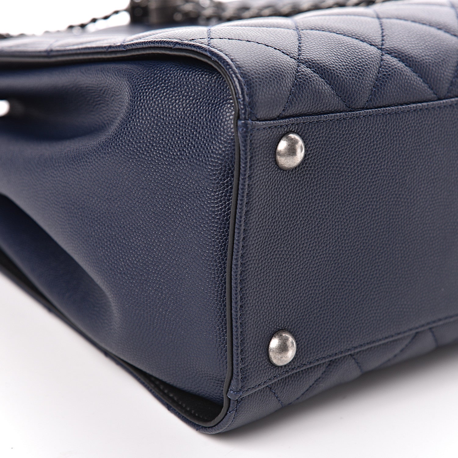 Chanel Caviar Quilted Medium CC Bucket Bag Dark Blue 9 of 10
