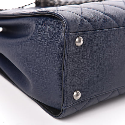 Chanel Caviar Quilted Medium CC Bucket Bag Dark Blue 9 of 10