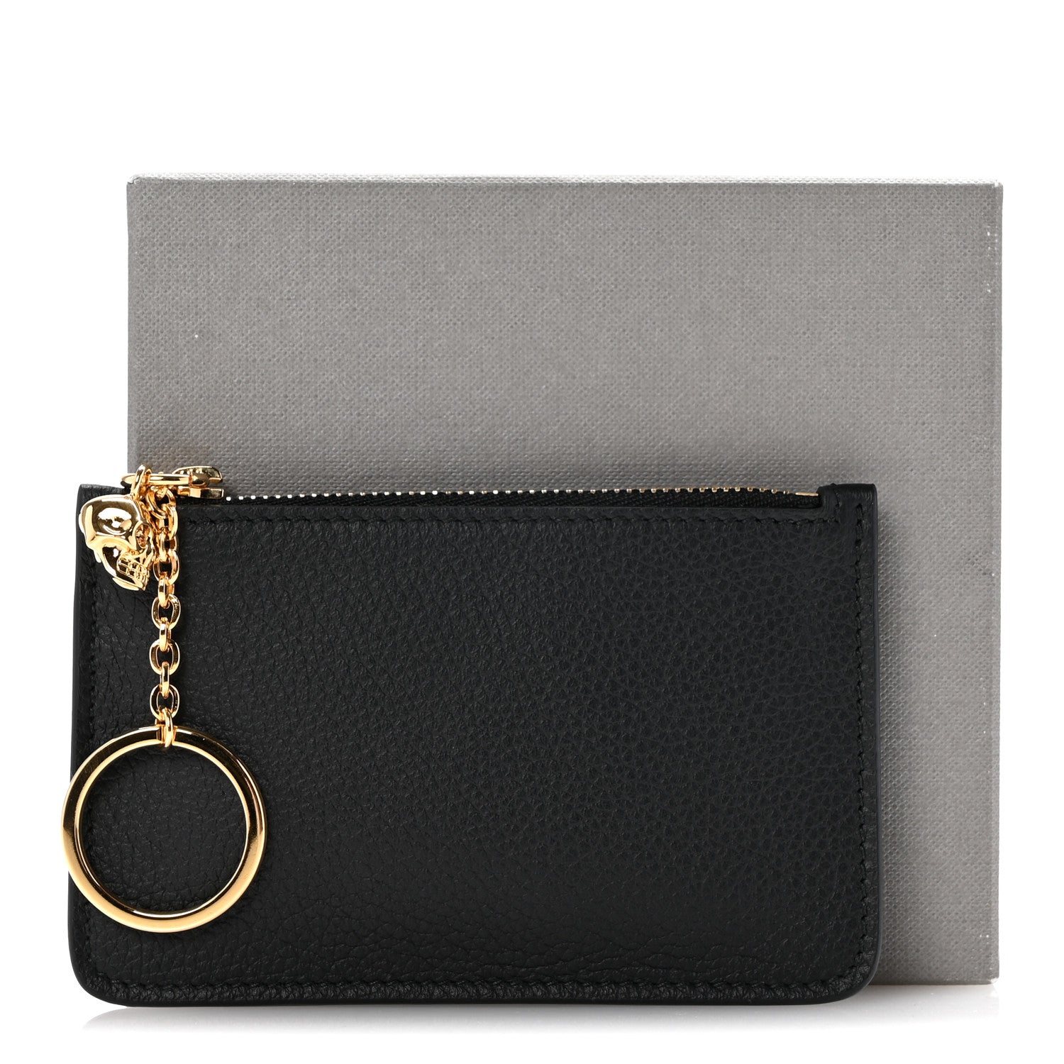 Alexander McQueen Calfskin Skull Zip Key Pouch  Black 8 of 8