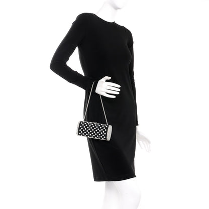 Judith Leiber Crystal Pearl Minaudiere Clutch Silver Black 2 of 7