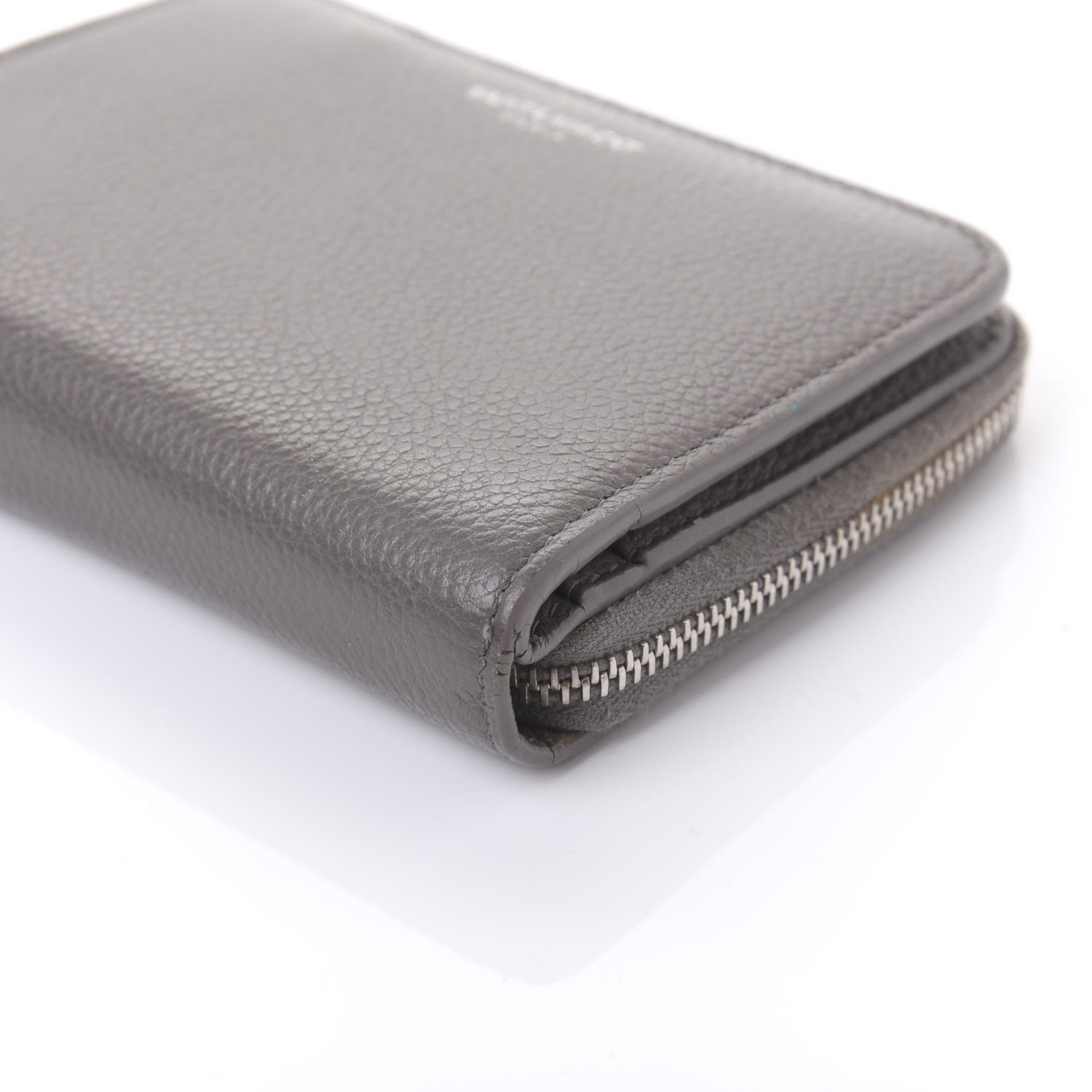 Saint Laurent Grained Calfskin Rive Gauche Compact Zip Around Wallet Fog 7 of 11